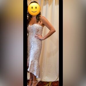 Jarlo Ivory Lace Spaghetti Strap Midi Dress – Size 10